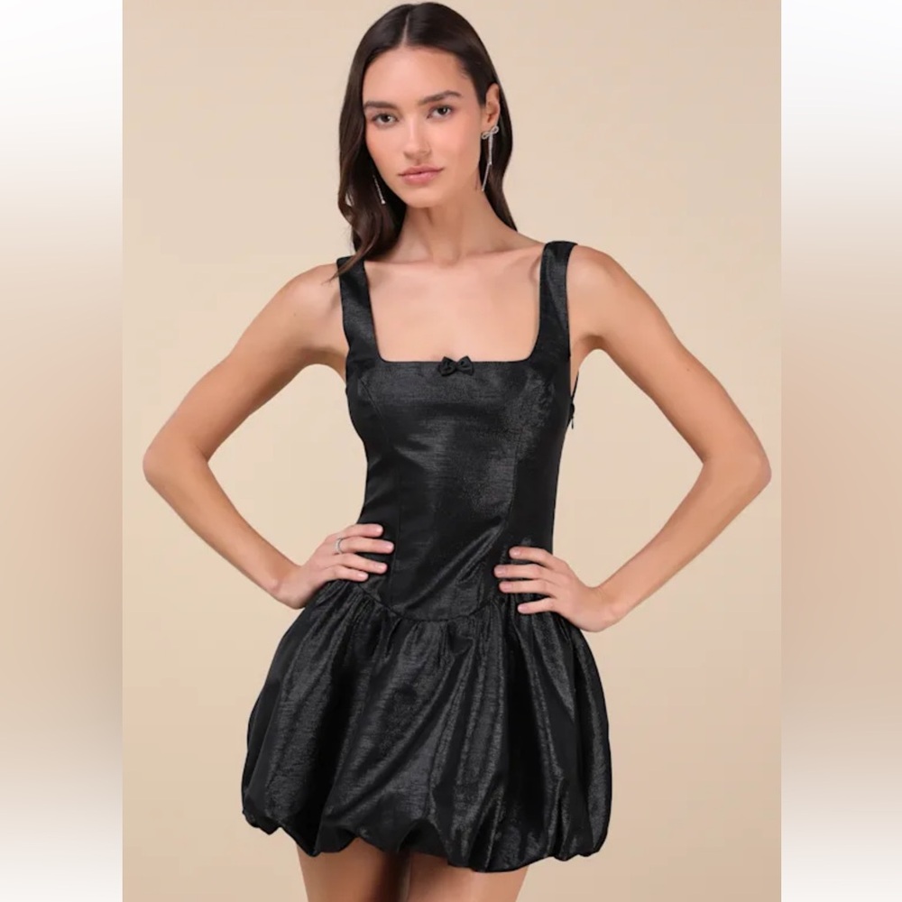 NEW NIA clemens mini dress (Lulu’s)  in shimmery black - Size small
